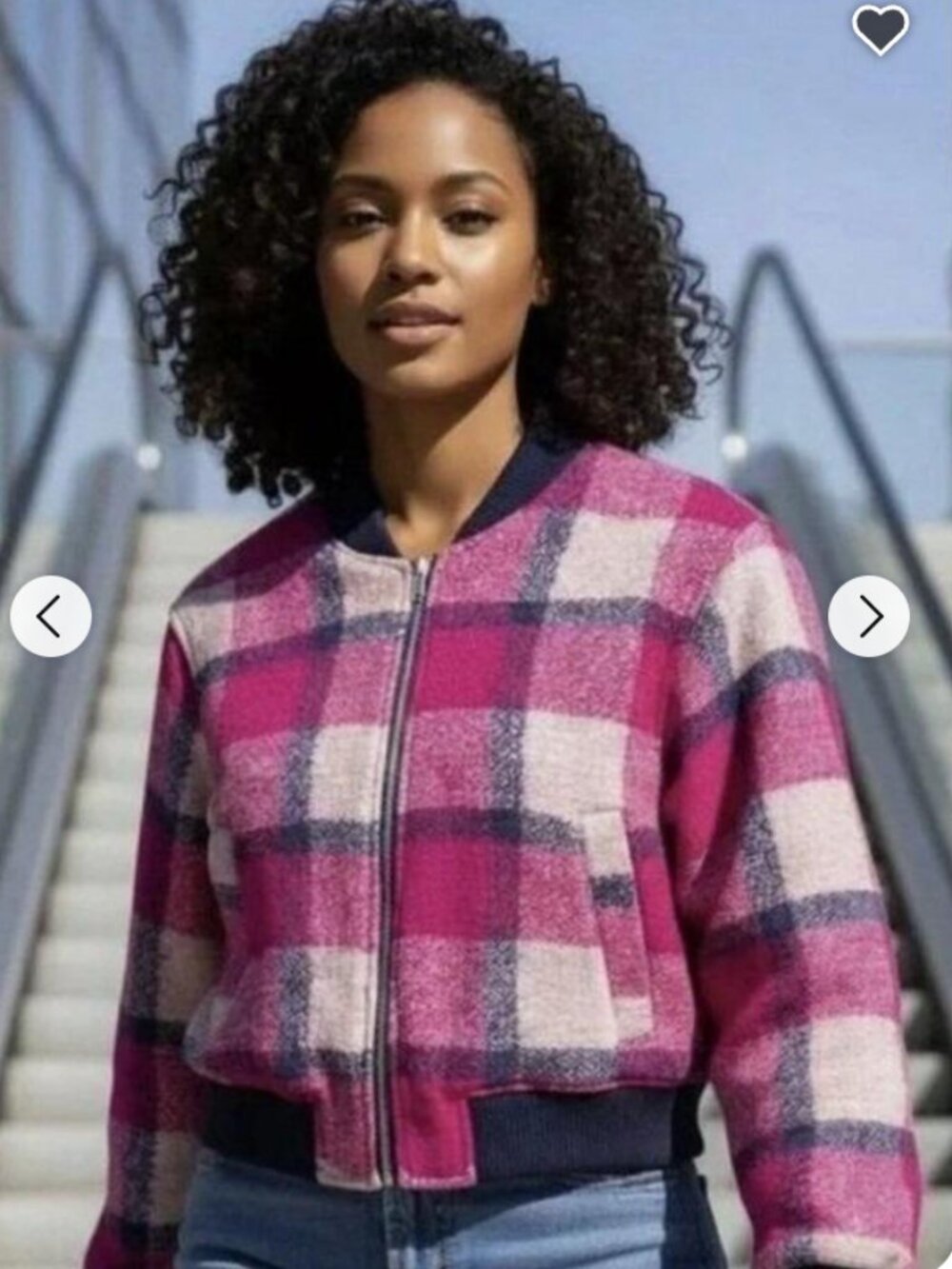 House of Harlow 1960 Pink Plaid Wool-Blend Quilted Bomber Jacket - Size Small